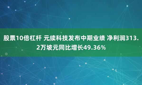 股票10倍杠杆 元续科技发布中期业绩 净利润313.2万坡元同比增长49.36%